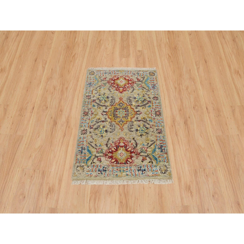 Rockoh One-of-a-Kind 2' x 3' New Age Rectangle Wool Area Rug in Beige and Blue