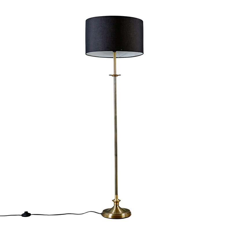 Roupen 144cm Traditional Floor Lamp, Antique Brass, Black
