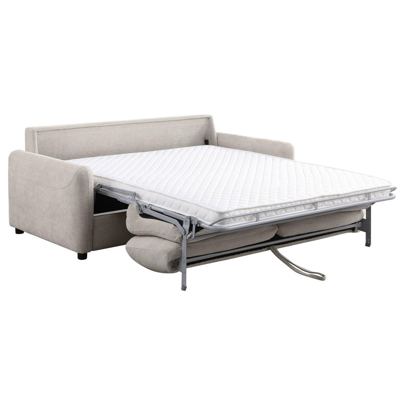 Emiel Upholstered Sofa Sleeper With Queen Mattress, Beige Fabric Incorrect
