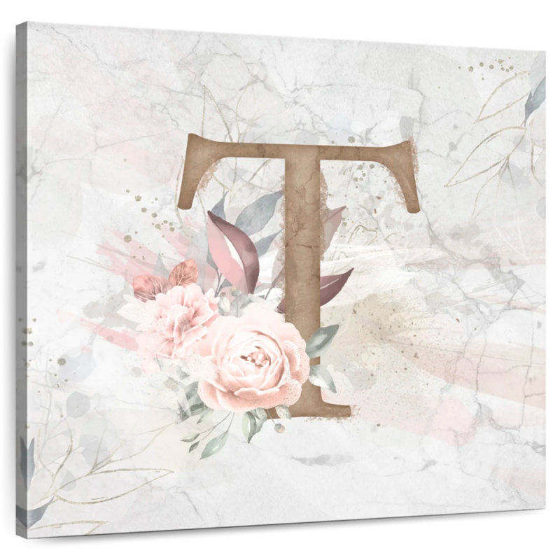Tergel Floral Letter T, 16" H x 16" W