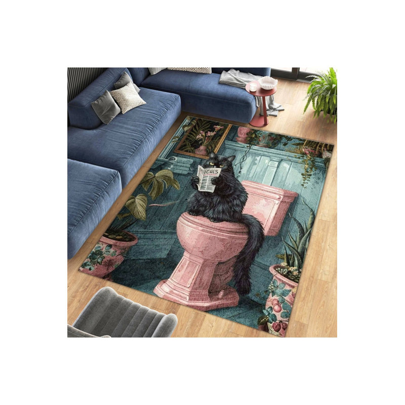 Tapis décoratif à motif de chat noir Northern Collection, Sous-tapis rectangulaire de 3 pi 3 po x 4 pi 11 po