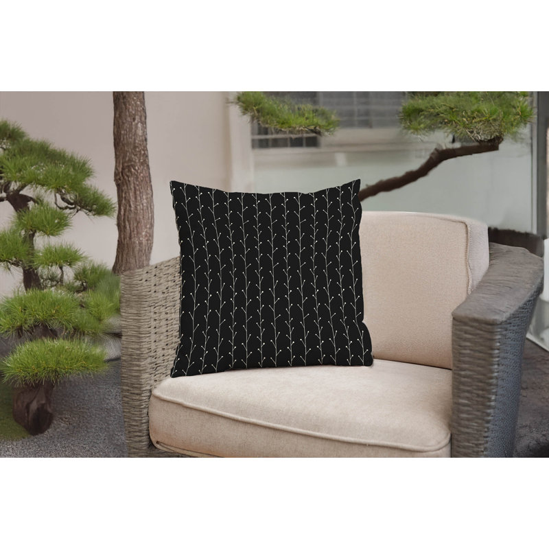 Coussin décoratif Vine Branch, Minuit floral gris anthracite, Carré 16 po