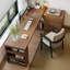 Bureau en bois massif en forme de L brun noyer avec 3 tiroirs-2124793078