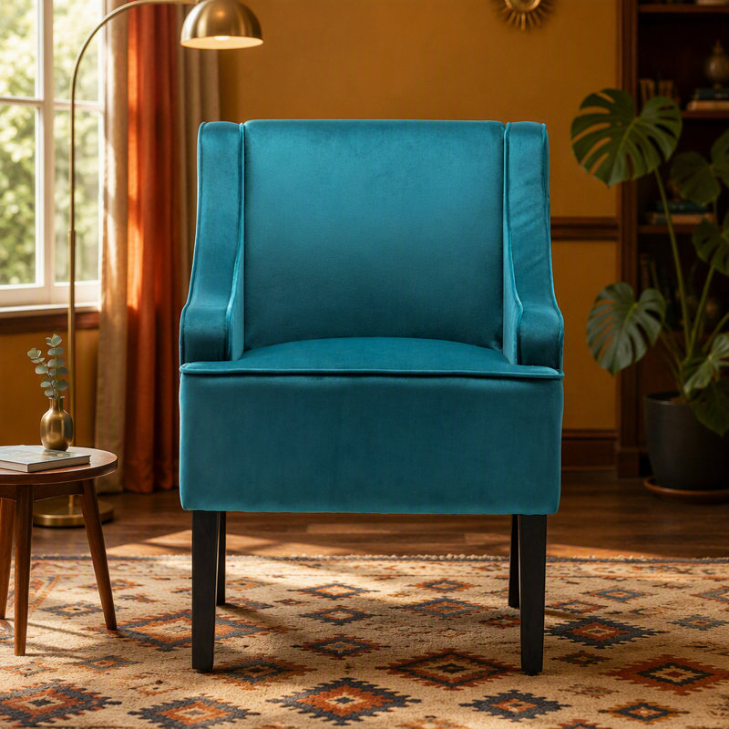 Chaise rembourrée, pieds avant fuselés et pieds arrière évasés, fauteuil d'appoint pour entrée, chambre à coucher, salle à manger