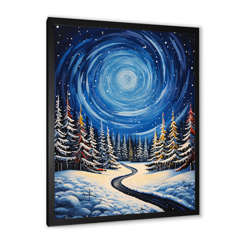 Frosty Pathway Road Into Winter Embrace III, Cadre simple noir, H 20 po x l 12 po x P 1 po