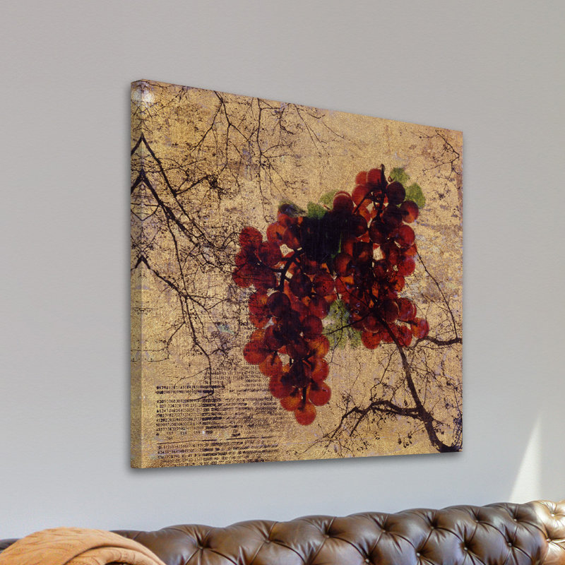 Large Beige and Red Grapes on Canvas Wall Art