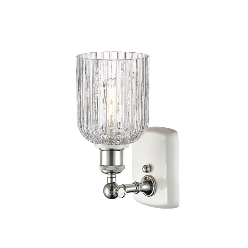 Northgate Steel Armed Sconce, White Polished Chrome, Clear