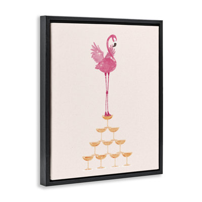 «Balancing Flamingo & Wine», art mural encadré par Ziwei Li