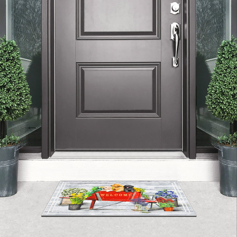 Wheelbarrow Puppies Non-Slip Indoor Outdoor Doormat