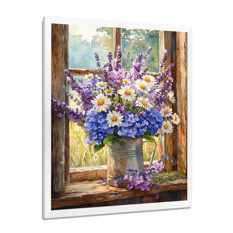 Jaeonna - impression sur toile florale, H 44 po x l 34 po, Picture Framed, Blanc