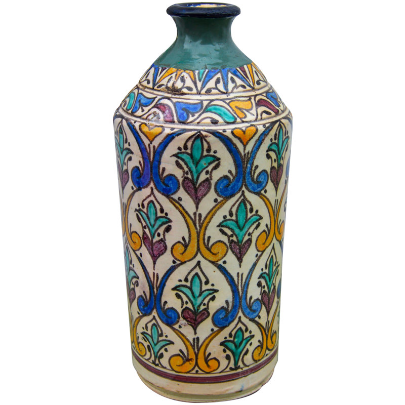 Vase de table intérieur / extérieur bleu / turquoise / orange 11,25 po