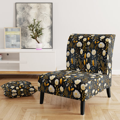 Motif floral artistique - Fauteuil de chambre rembourré Farmhouse, fauteuil d'appoint blanc