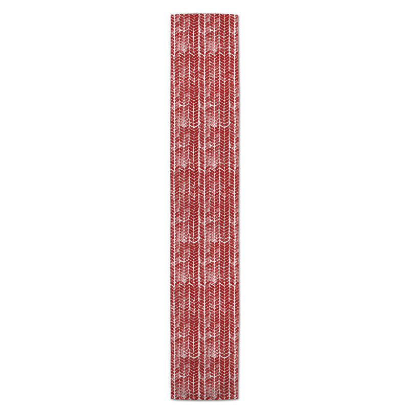 Maribeth Geometric Table Runner, 90" x 16", Red, Abstract