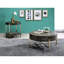 Moderne 1 table basse en brun et champagne avec finition en chêne foncé