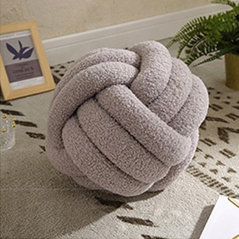 Coussin en velours d'agneau noué à la main, Gris clair