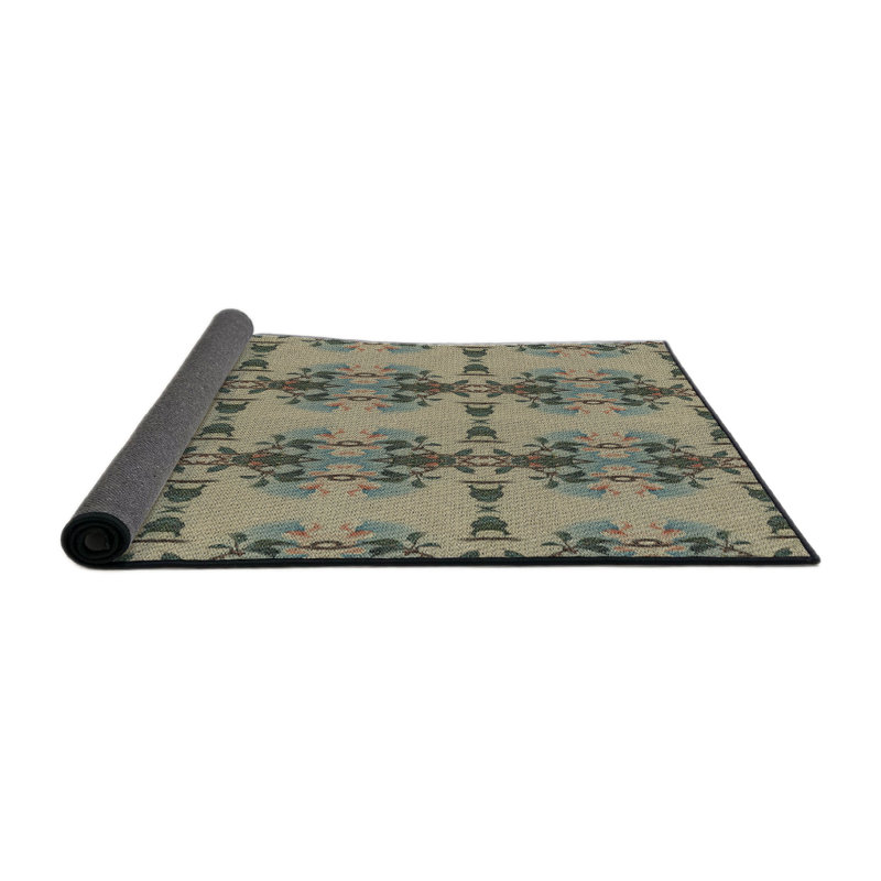 Tapis bleu/vert/beige à motifs Walebridge, Carré 8 pi