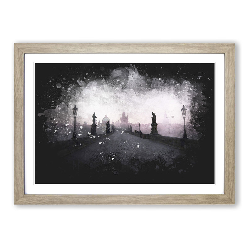 Charles Bridge in Prague - Framed Print, 33cm H x 45cm W x 2cm D, Oak Framed