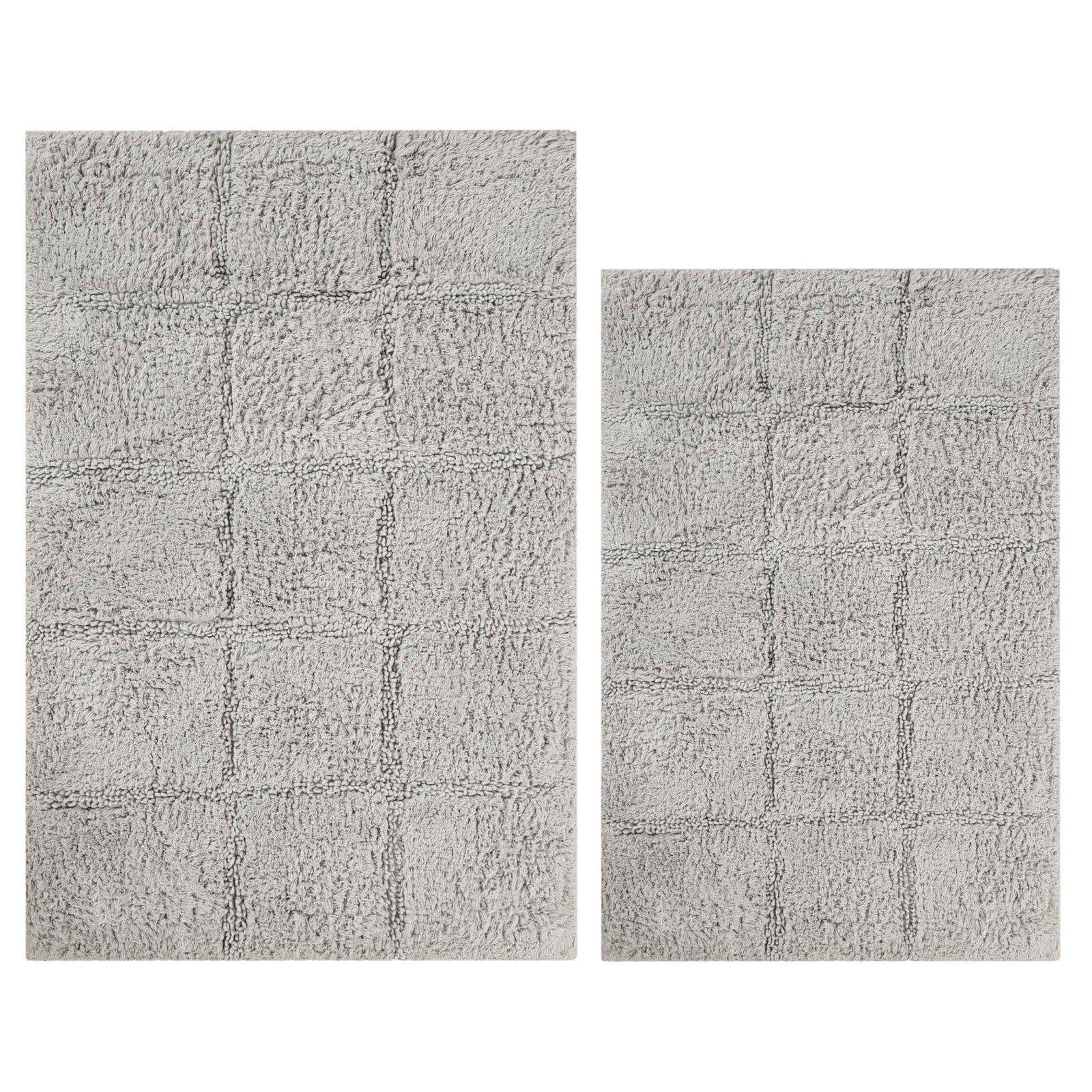 Checkered Cotton Bath Rug, Checkers Silver