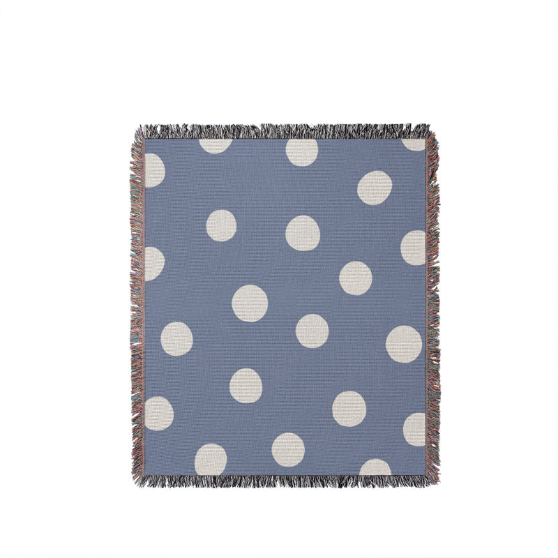 Couverture 100% coton à pois Leonore, 50 po x 70 po - Double / Double, Bleu clair