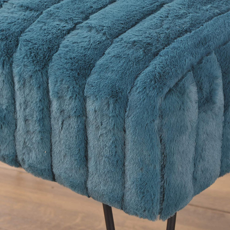 Defranco Upholstered Ottoman, Dragonfly Faux Fur