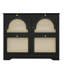 Élégant range-chaussures pour hall d'entrée noir, style Mid-Century, 4 portes, tiroirs rabattables et coffre-fort, support à 2 crochets, finition, autoportant pour le couloir, structure ventilée stable