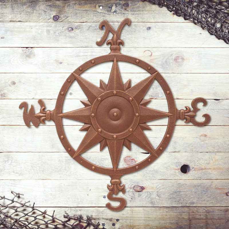 Nauctical Compass Wall Décor, Classic Copper