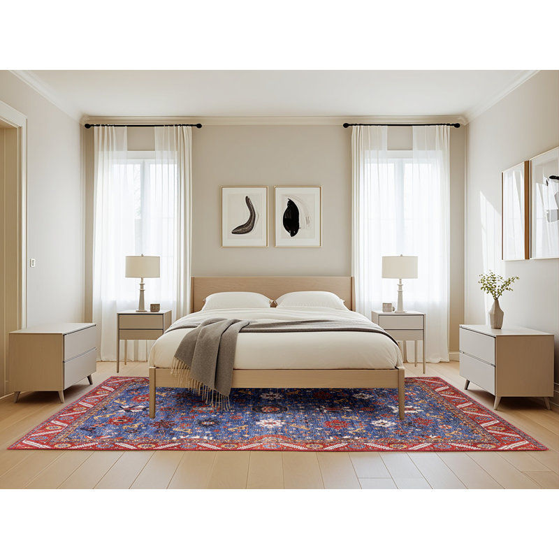 Tapis oriental rouge / bleu / beige Hardtner, Rectangle 5 pi x 8 pi