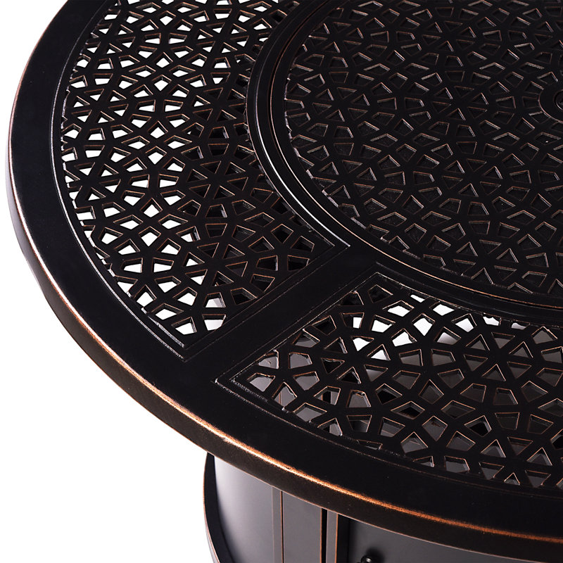 Aerne Round Propane Smokeless Fire Pit Table with Hidden Fuel Tank, Antique Copper