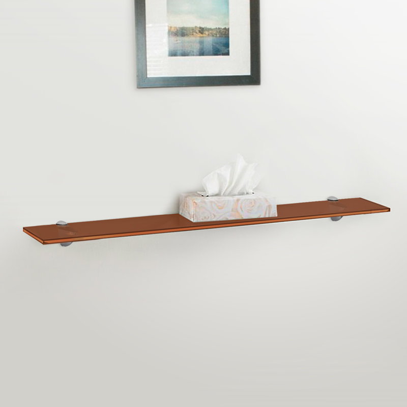 Tablette murale d'angle en verre flottant, H 0,38 po x l 24 po x P 8 po, Bronze
