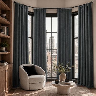 Ottis Faux Linen Room Darkening Curtain Panel