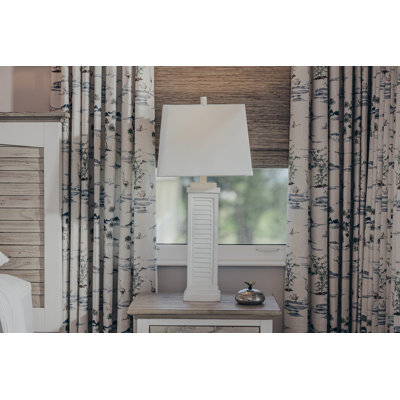 Shutter 32” Resin Bright White Shutter Lamp with USB, (Set of 2)