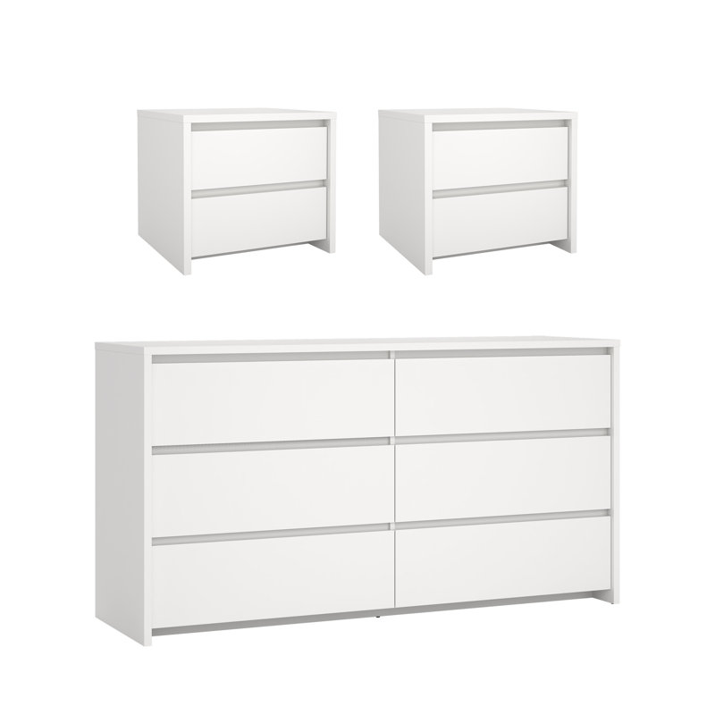 Ensemble de chambre à coucher 3 pièces Bourquin, Ensemble de trois pièces : commode, deux tables d