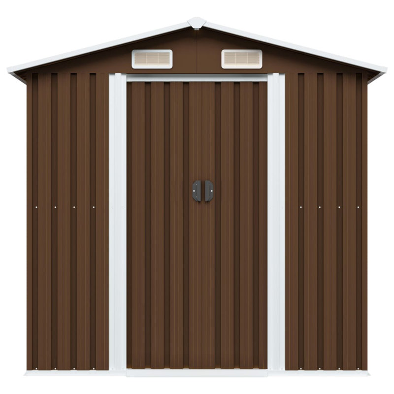 Garden Storage Shed Steel 204x132x186 cm, Brown