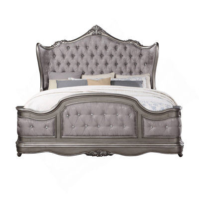 Ariadne Velvet & Antique Platinum Finish E. King Bed