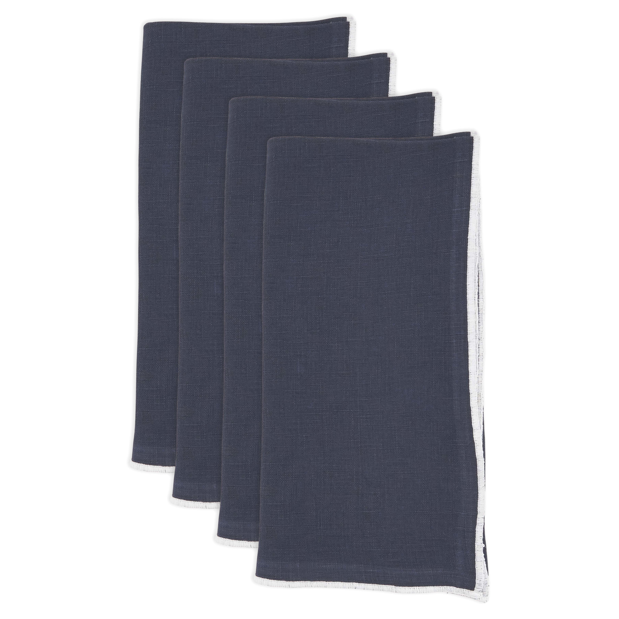 Set of 4 Dartmouth Linen No Pattern Square Napkins, Midnight Blue