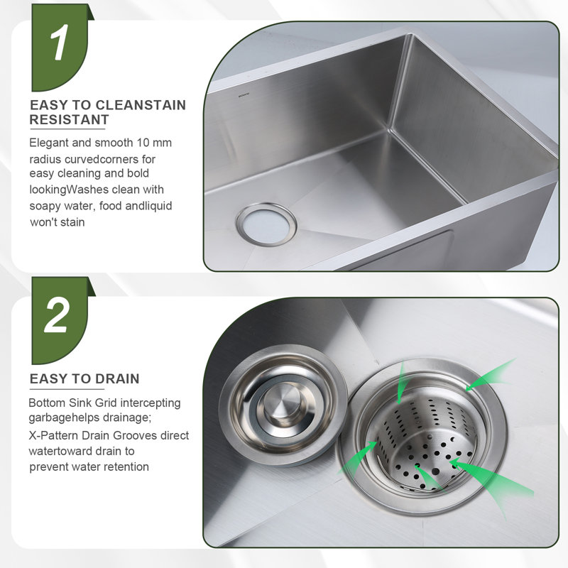 32'' L Undermount Single Bowl Stainless Steel Kitchen Sink