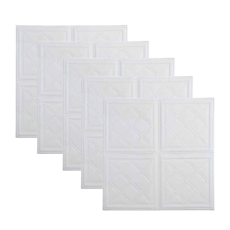 Nashayla Peel and Stick Upholstered Wall Paneling in White (5-pack)