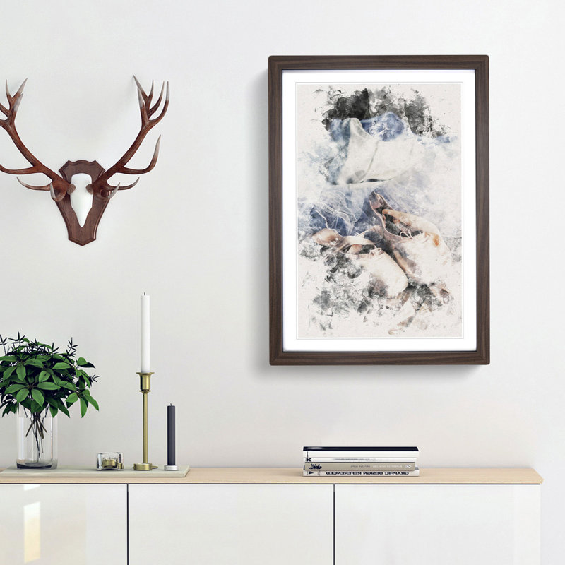 The Dress and Slippers of a Ballerina - Picture Frame Graphic Art, Walnut Framed, 87cm H x 62cm W x 2cm D
