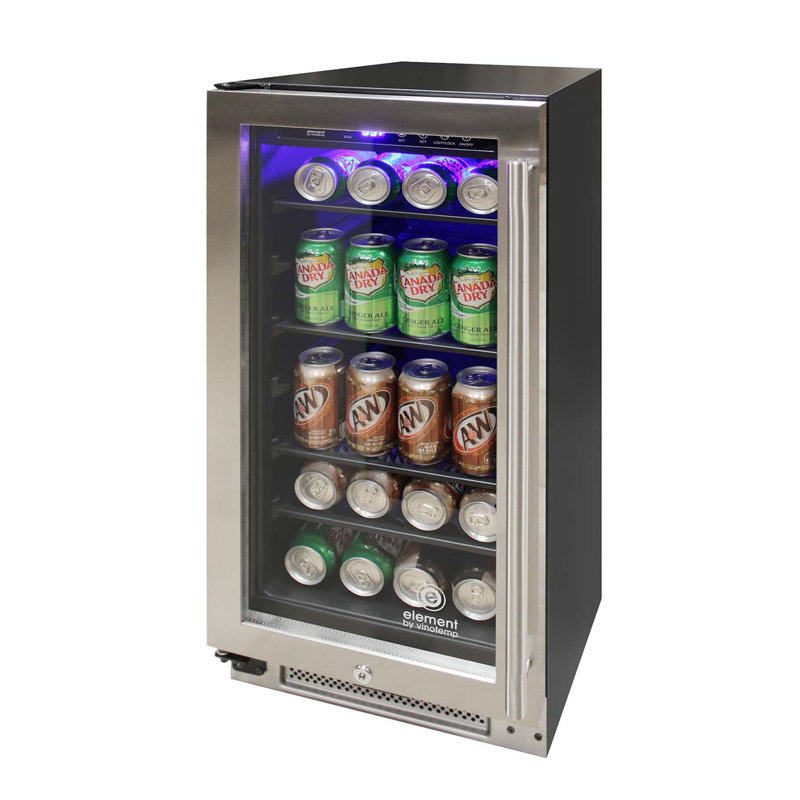 Vinotemp 15'' W Convertible 68 Cans (12 oz.) 2.9 Cubic Feet Beverage Cooler with Glass Door
