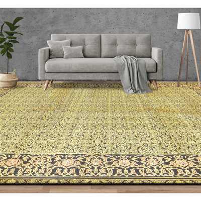 Tapis noir noué à la main de haute qualité