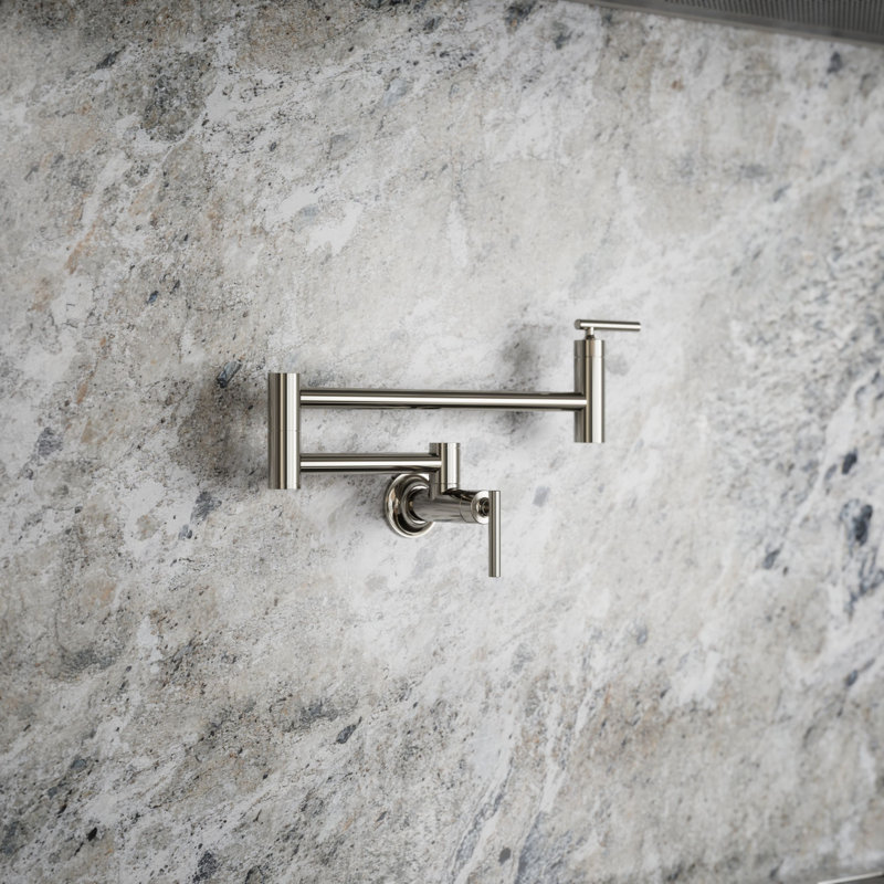Wall-Mount Pot Filler Faucet, Swing Arm Kitchen Pot Filler Faucet, Vibrant Polished Nickel