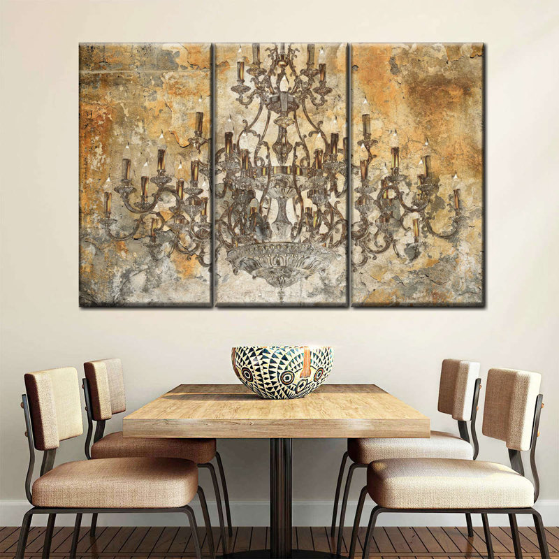 Ensemble de 3 lustres sur toile Classy, H 32 po x l 50 po x P 1,25 po