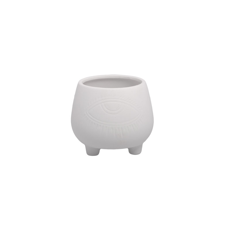 Pot de céramique rond en grès blanc