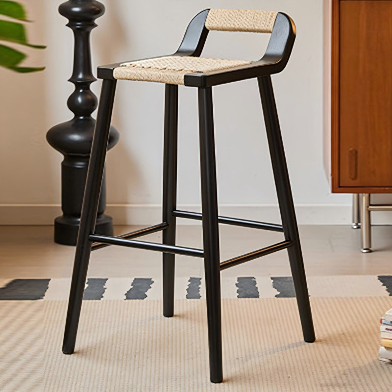 Chaise d'appoint noire à dossier bas (ensemble de 8), Beige/noir, 8, 25.59