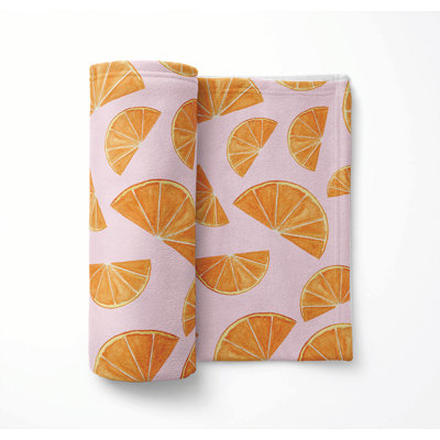 Summer Watercolor Oranges Ultra Plush Velveteen Fleece Blanket