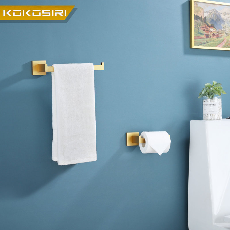 4 Piece Bathroom Hardware Set, Brushed Gold