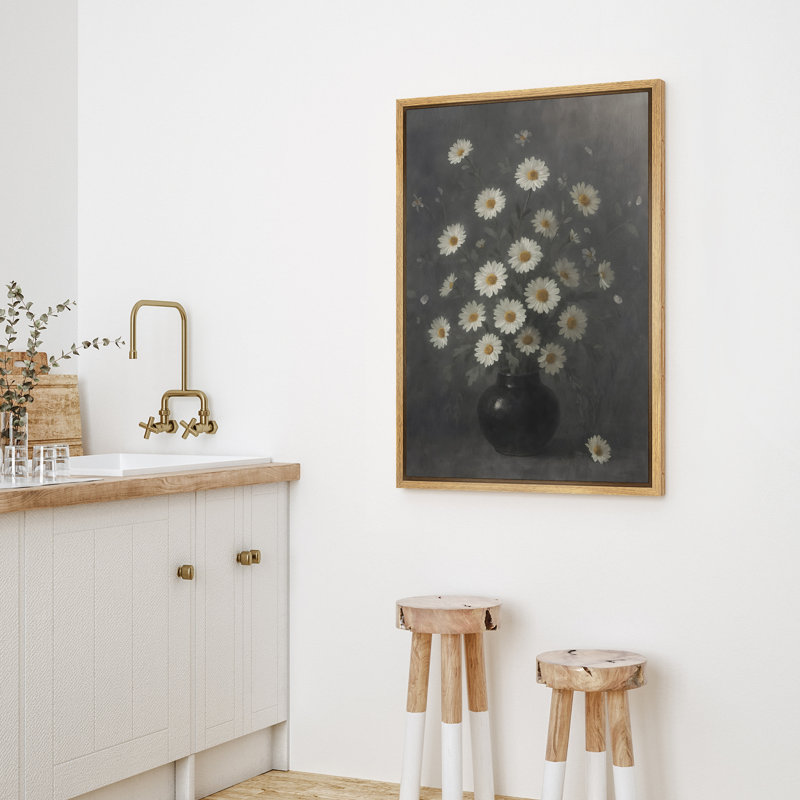 Reproduction d'art sur toile encadrée - œuvre d'art botanique florale rétro pour le décor du salon, H 36 po x l 24 po