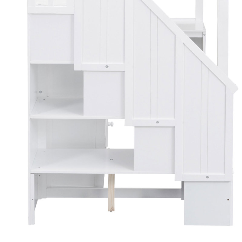 Kids Twin Loft Bed, White
