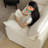 Retro Washable Double-Arm Soufflé Straight Sofa-935549013