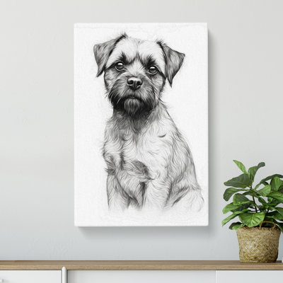 Border Terrier Line - Wrapped Canvas